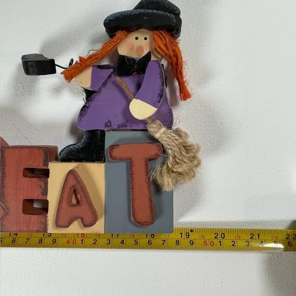 Halloween Themed Decor with Cat Witch Ghost Accents Set of 2